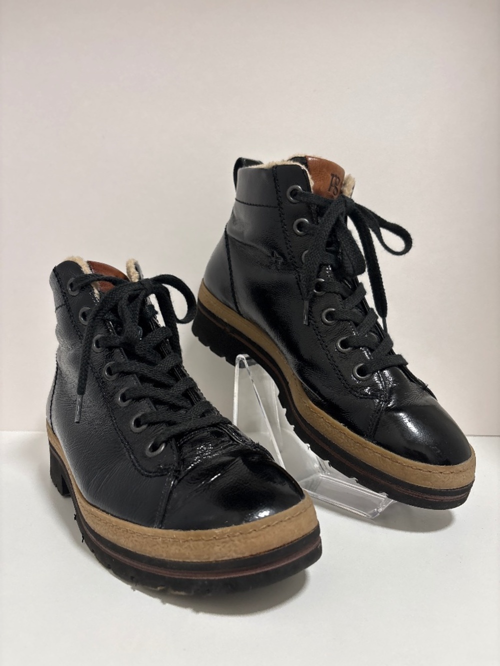 Paul Green Patent Leather Black Lace-Up Boot - UK 6 (US 8.5)